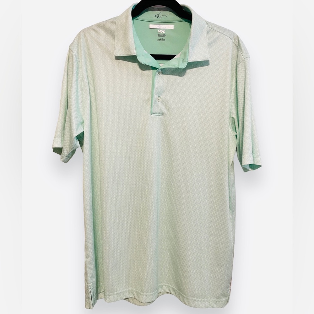 Greg Norman ML75 Pattern Stretch Golf Polo - Light Green
